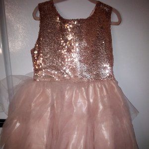 Rose gold Girls Gown with ruffles Size 4-6